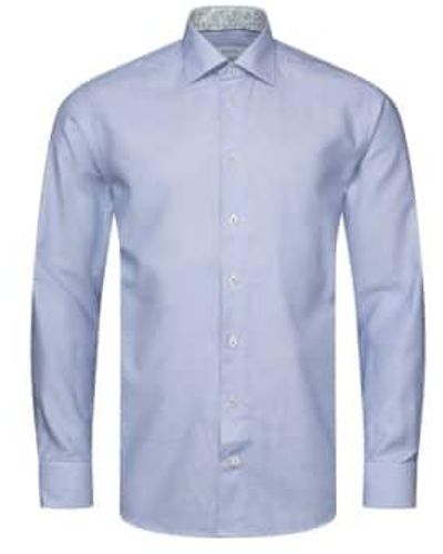 Eton Slim fit cotton & TM lyocell shirt 10001110726 - Bleu