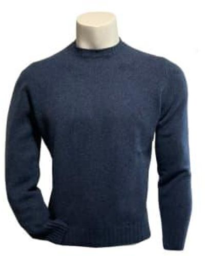 FILIPPO DE LAURENTIIS Mottled Wool And Cashmere Crew Neck Sweater - Blu