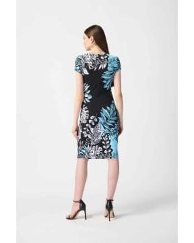 Joseph Ribkoff Tropical Print Silky Knit Wrap Dress - Blu
