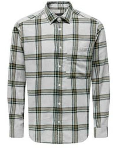 Only & Sons Life Check Shirt - Gray