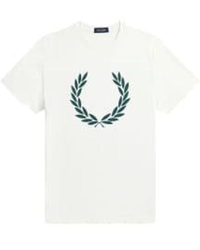 Fred Perry T-shirt imprimé couronne de laurier blanc vert