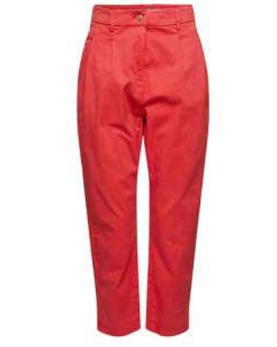 Esprit Pants With Waist Pleats - Red