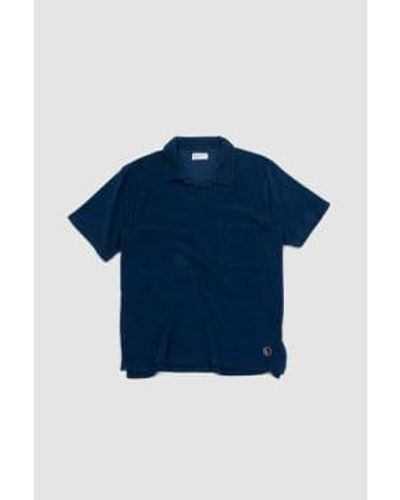 Universal Works Vacation Polo Light Weight Terry - Blu