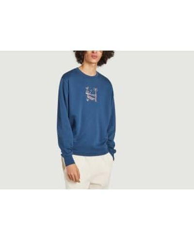 Olow Organic Cotton Hammock Sweatshirt With La Guish Embroidery S - Blue
