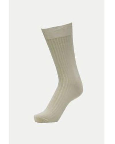 SELECTED Mineral Gray Kase Sock - Bianco