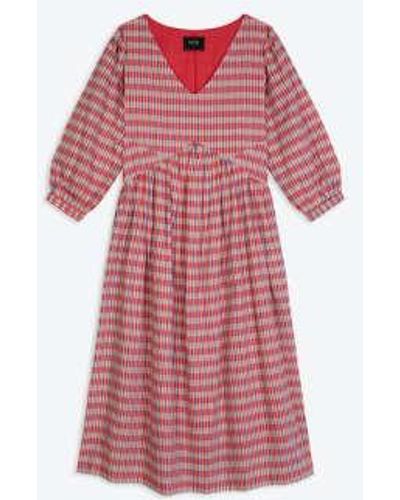 Lowie & Blue Handwoven Check Dress S - Pink