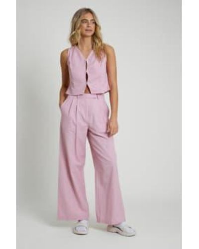 Native Youth Linen Blend Wide Leg Trousers - Pink