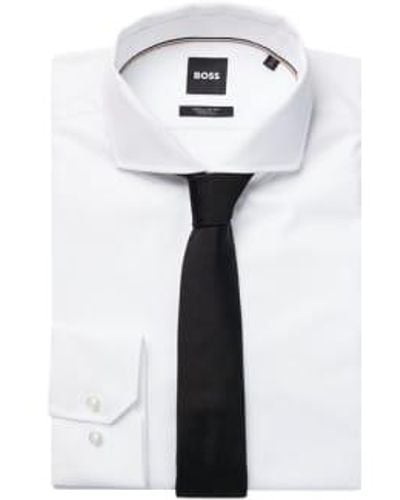 BOSS 6 cm schwarze formelle krawatte aus seidenjacquard 50480284 001 - Weiß