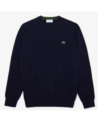 Lacoste Navy Organic Cotton Crew Neck Sweater - Blu