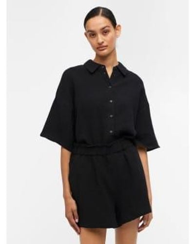 Object Carina Cotton Shirt Black - Nero