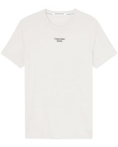 Calvin Klein Stacked Logo T Shirt Eggshell - Bianco