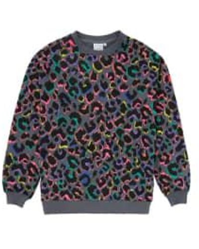 Scamp & Dude Grau mit regenbogenschatten leopard übergroßes sweatshirt - Blau