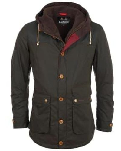 Barbour Game Waxed Cotton Parka Olive - Negro