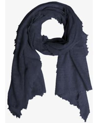 PUR SCHOEN Dark Blue Hand Felted Cashmere Soft Scarf + Gift Wool