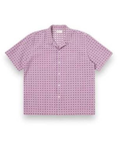 Universal Works Road Shirt 30654 Tile 2 Cotton Lilac M - Purple