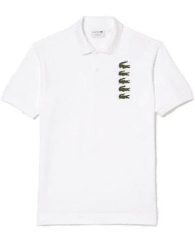 Lacoste X Netflix Polo Pique Shirt Print Crocodile Insignia - Bianco