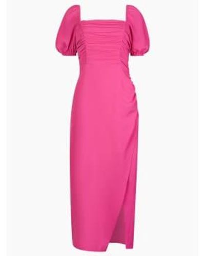 French Connection Wild Pink Afina Verona Ruched Kleid