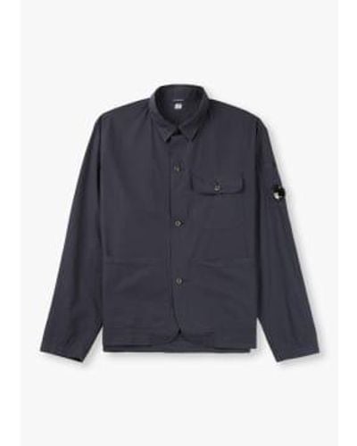 C.P. Company Herren Popeline Workwear -Shirt -Hemdjacke in Gesamtfinsternis - Blau