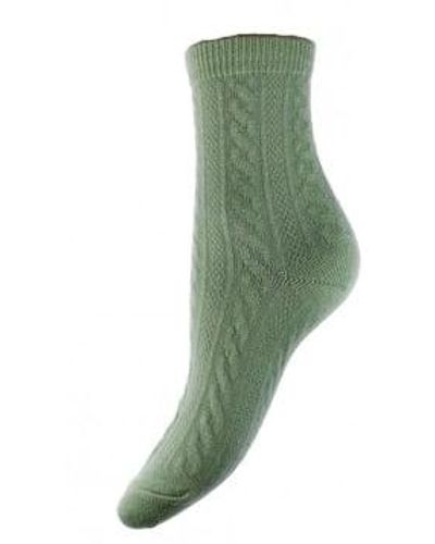 Joya Cable Knit Wool Blend Socks 4-7 - Green