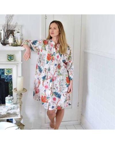 Powell Craft Exotic Flower Cotton Shirt Dress Cotton - Multicolour