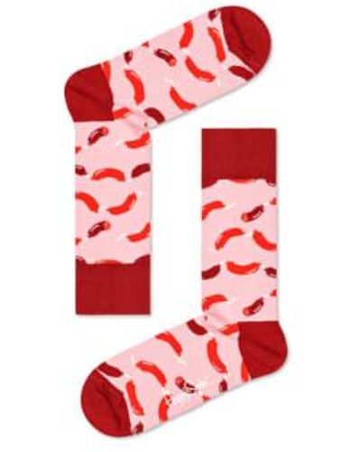 Happy Socks Calcetines salchicha rosa claro - Rojo