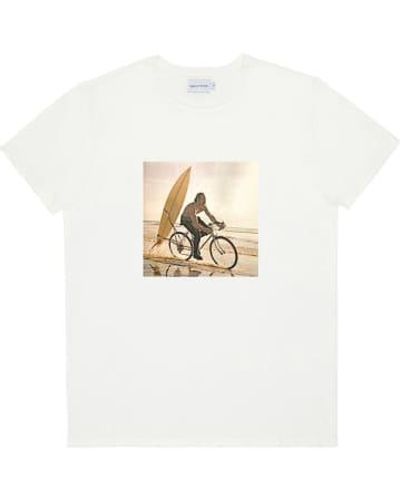 Bask In The Sun Tee Shirt Imprime Surf Rack - Bianco