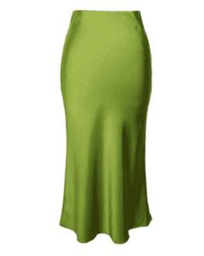 Lily White Green Celine Satin Skirt L