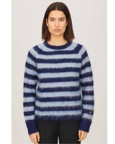 Bella Freud Tonal Stripe Mohair Sweater Small - Blue