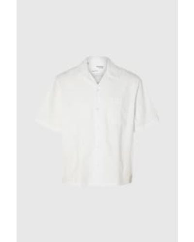 SELECTED Bright Boxy Kyle Seersucker Shirt / S - White