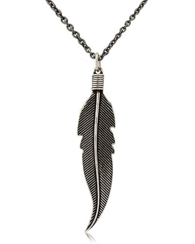 CollardManson Large Silver Feather Necklace - Metallizzato
