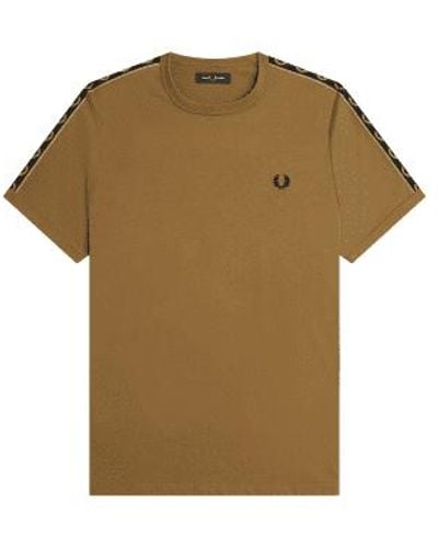 Fred Perry Authentic Ringer Tee Shaded Stone And Black - Verde