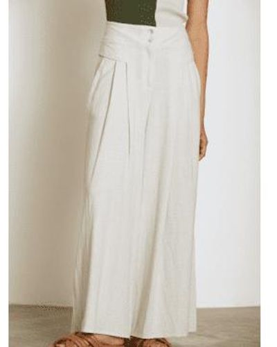 SKATÏE Washed Linen Palazzo Trousers S - White