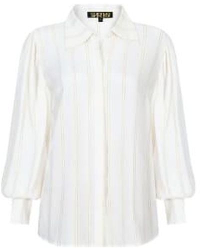 Stardust Golden Stripe Crepe Amelia Shirt Xs - White