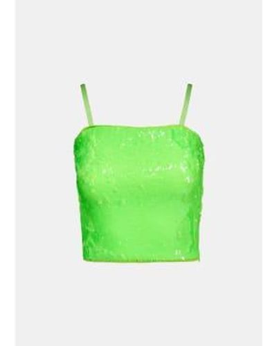 Essentiel Antwerp Neon Green Sequin-embellished Top