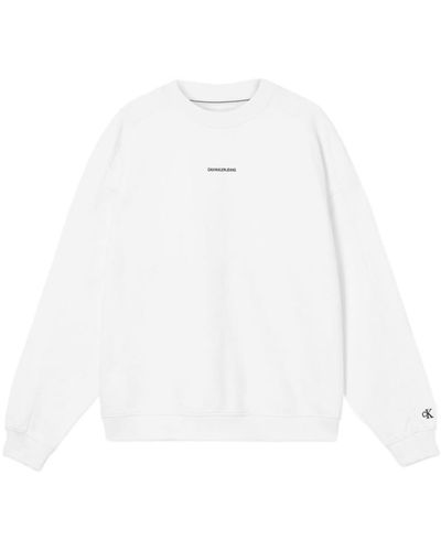Calvin Klein Rundhals-Sweatshirt mit Mikro-Branding Weiß