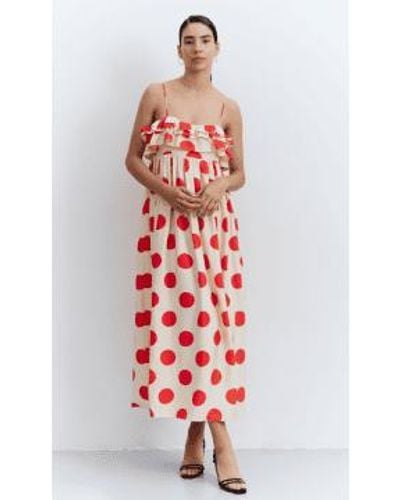 Compañía Fantástica Spot Frill Dress - Rosso