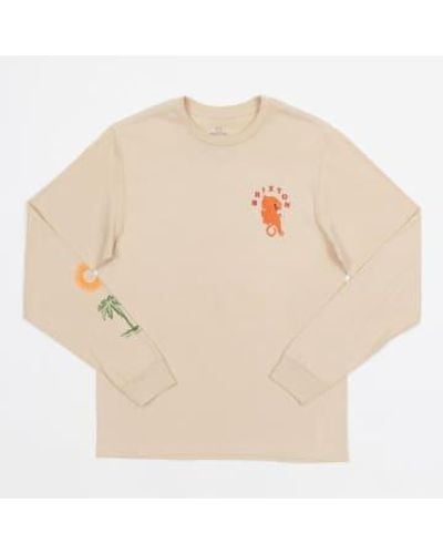 Brixton Sucht grafisches langarm-t-shirt in creme & orange - Natur