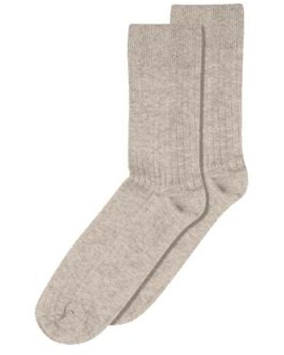 mpDenmark Erina Rib Socks Light Brown Melange 40-42 - Gray