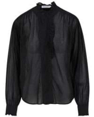 COSTER COPENHAGEN Wide Fit Shirt With Ruffles 34 - Black