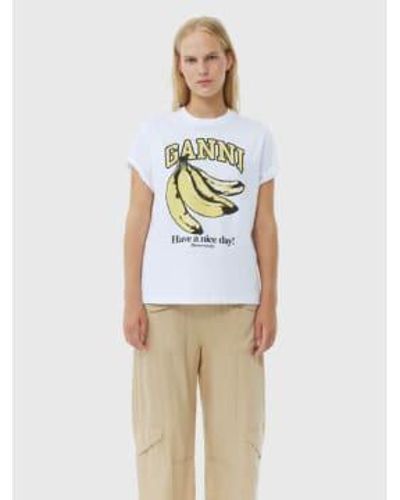 Ganni T-shirt banane détendue blanche