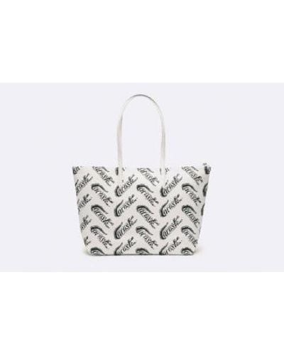 Lacoste Branded Cocodrile Print Large Bag * / - White