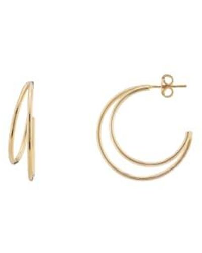 silver jewellery Gold Double Circle Crescent Earrings One Size / Pair - Metallic