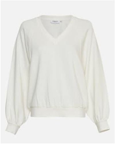 Moss Copenhagen Mschnelina Ima Q Raglan V Neck Sweatshirt 1 - Bianco
