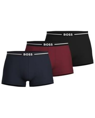 BOSS Boss 3 Pack Of Organic Stretch Cotton Trunks With Logo Waistbands 50499390 970 - Blu