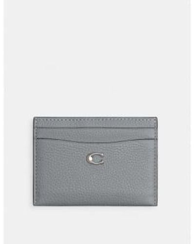 COACH Essential Polished Pebble Card Case - Gray