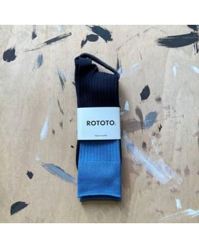 RoToTo Bicolour Formal Socks And Navy - Blu