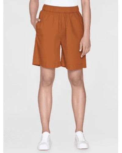 Knowledge Cotton 2050010 Posey Wid Mid-rise Poplin Bermuda Shorts Leather - Orange