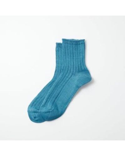 RoToTo Linen Cotton Rib Ankle Socks R1462 - Blu