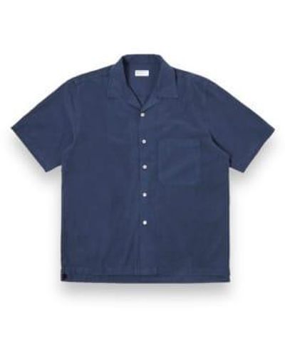 Universal Works Camp Ii Shirt 30269 Gardenia Lycot Navy - Blue
