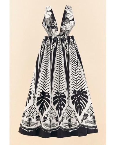 FARM Rio Black Macaw Elegance Backless Maxi Dress - Nero